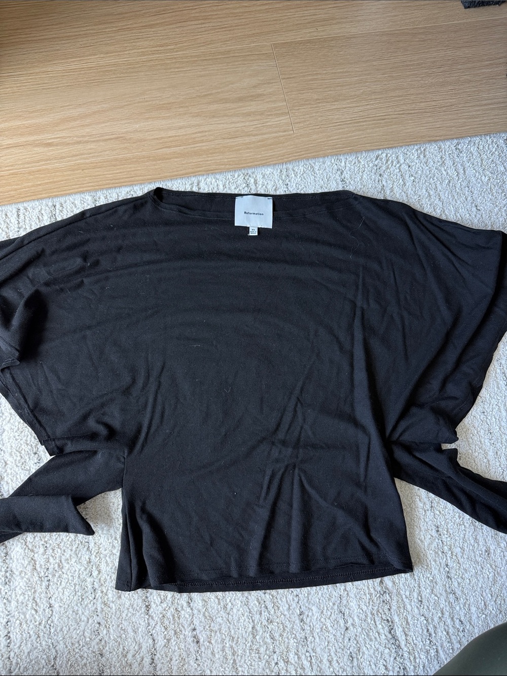 Reformation Black Draped Short-Sleeve Top